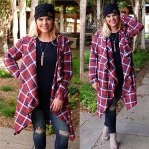 PLUS Plaid Open Front Cardigan